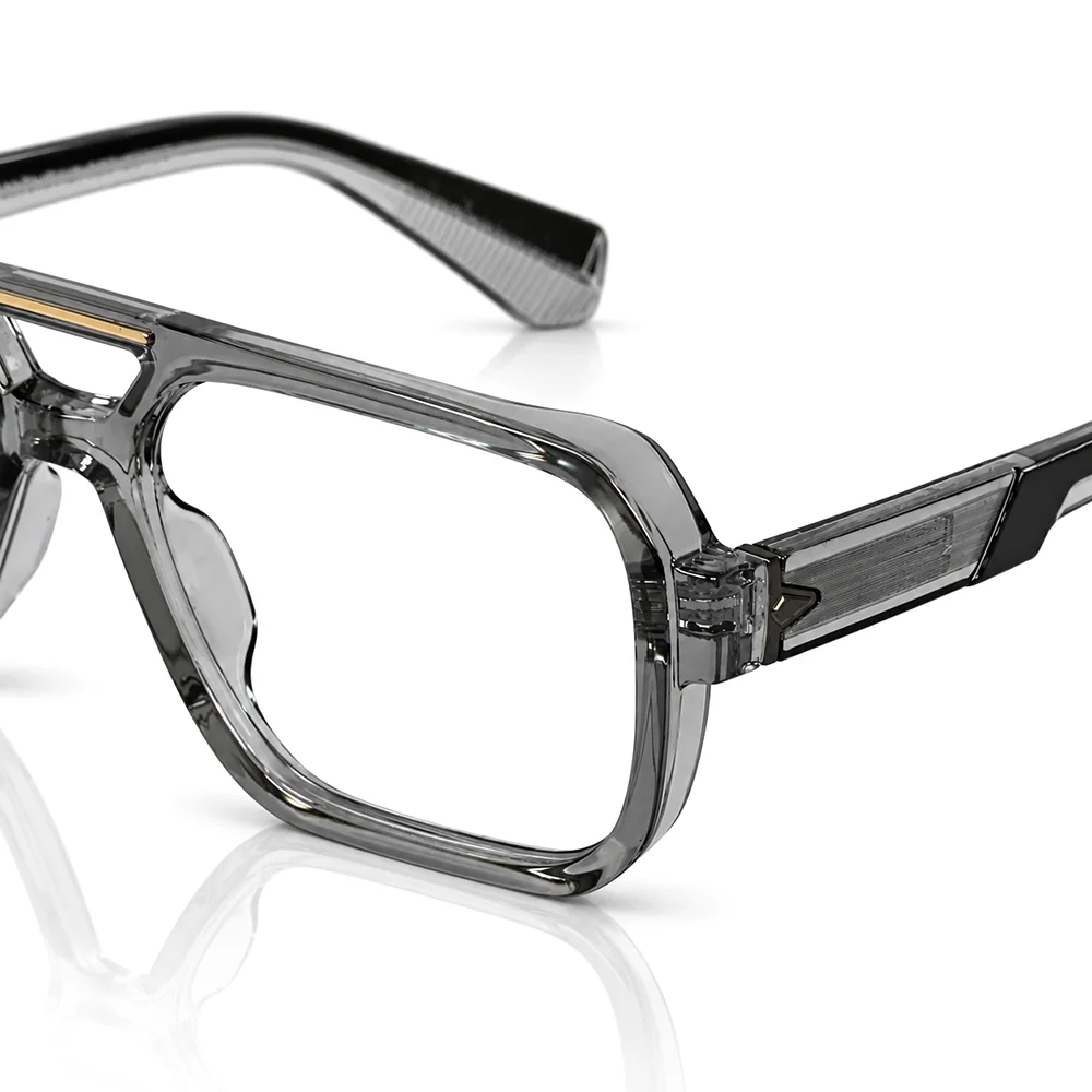 Glass Grey Bold Aviator Eyeglasses - 6206 5 Buy Glass Grey Bold Aviator Eyeglasses Online