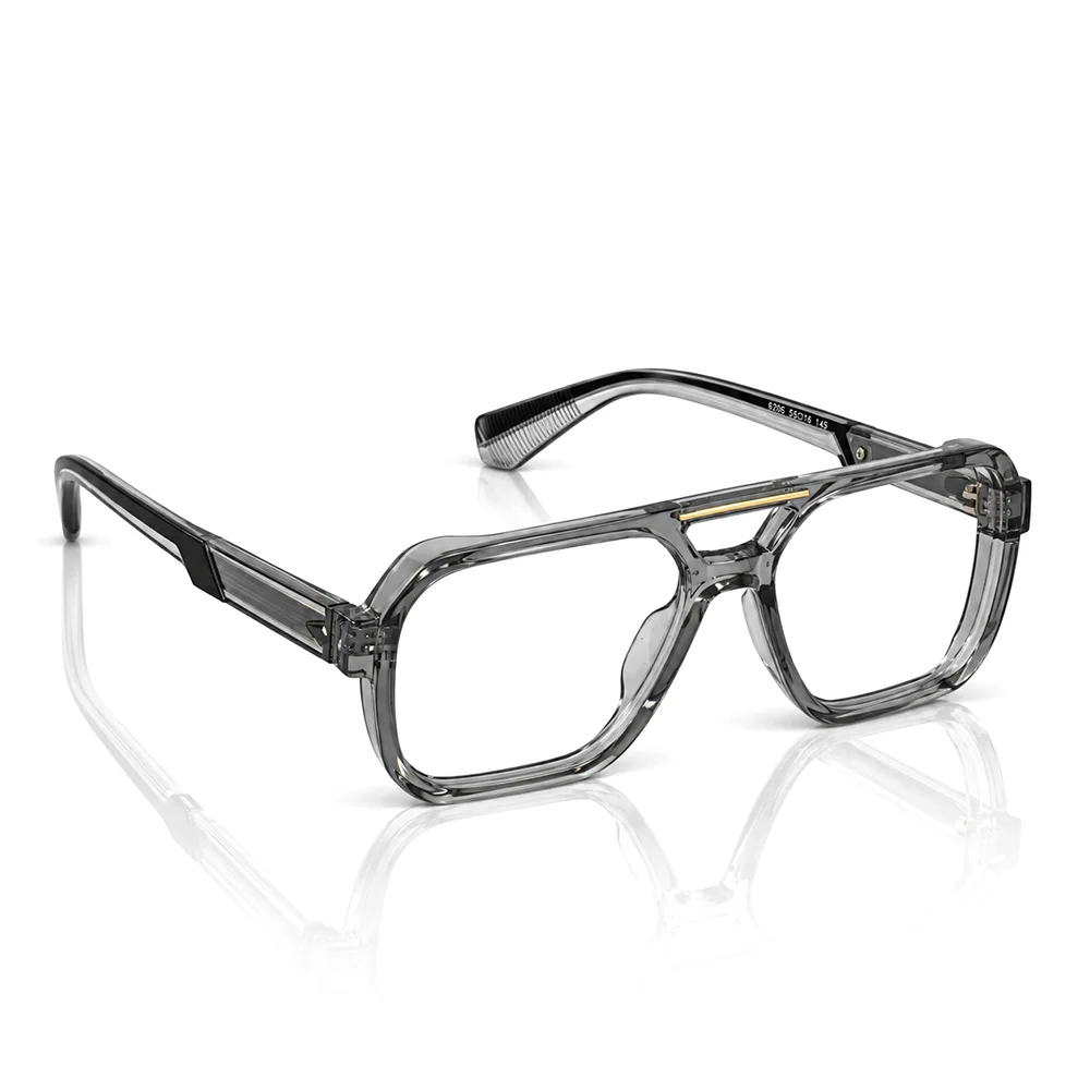 Glass Grey Bold Aviator Eyeglasses - 6206 8 Buy Glass Grey Bold Aviator Eyeglasses Online
