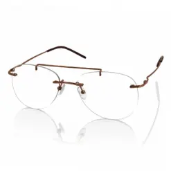 Copper Brown Rimless Turban Aviator Eyeglasses - 30037
