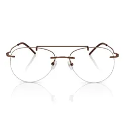 Copper Brown Rimless Turban Aviator Eyeglasses - 30037