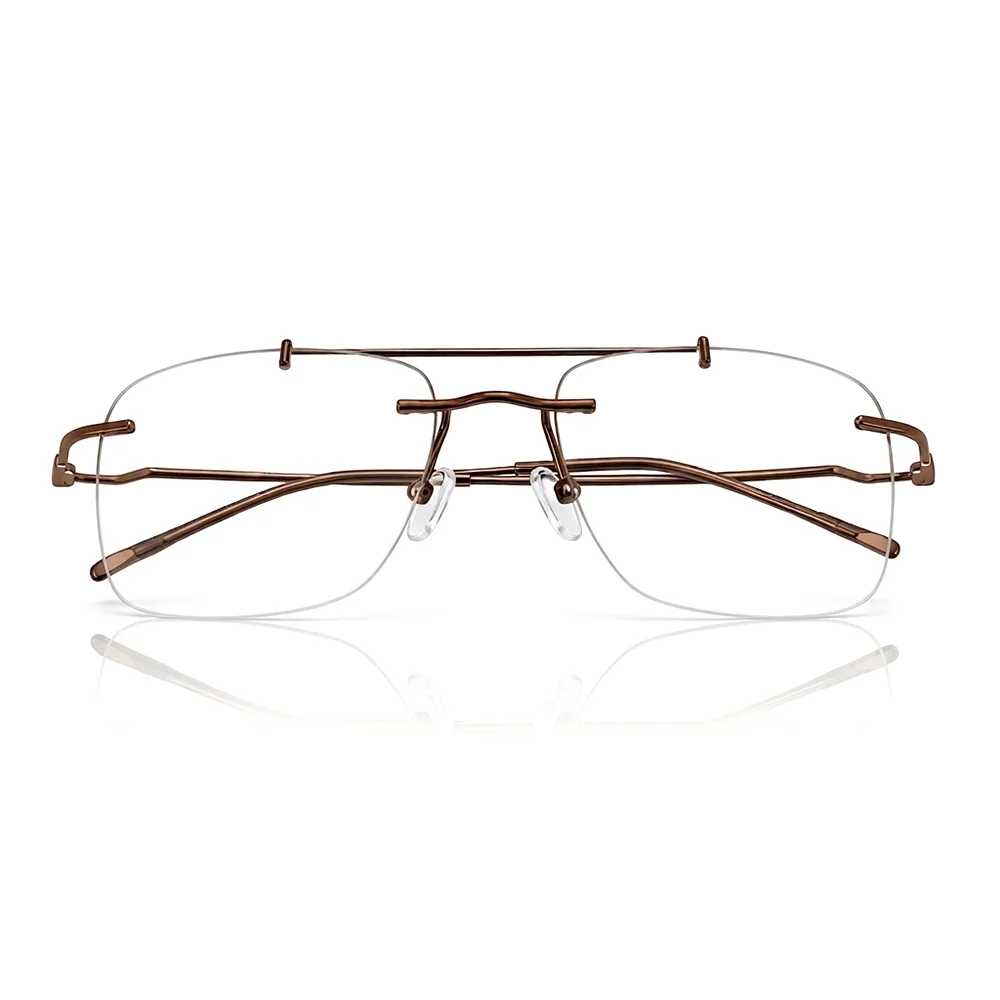 Copper Brown Rimless Turban Eyeglasses - 30038 2 Buy Copper Brown Rimless Turban Eyeglasses Online